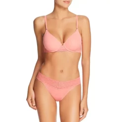 Outlet ✔️ Natori Pure Luxe Full Fit Contour Bra & Bliss Perfection Thong Melon/mink 🧨