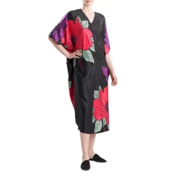 Hot Sale 💯 Natori Printed Zip Front Caftan Black Multi 🔔