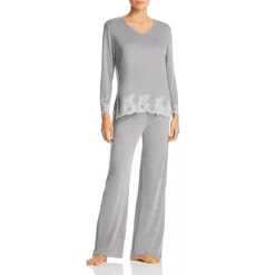 Best Pirce ⌛ Natori Luxe Shangri-La Pajama Set Black 💯