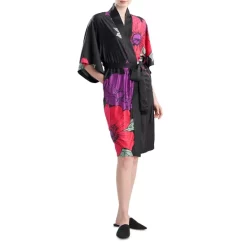 Discount ๐ฅฐ Natori Printed Wide Sleeve Robe Black Multi ๐งจ