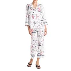 Outlet ⭐ Natori Kana Printed Cotton Sateen Notch Pajama Set Waw ✔️