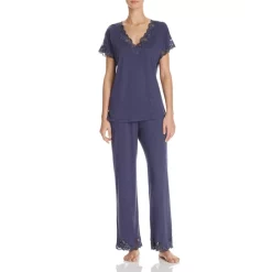 Flash Sale 🔥 Natori Zen Floral Lace Trim Short Sleeve Pajama Set Heg ✔️