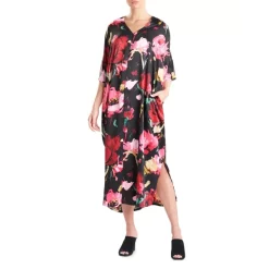 Buy ๐ Natori Haiku Printed Zip Front Caftan Black Multi ๐