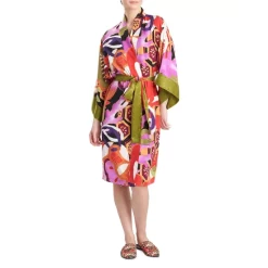 Brand new ⌛ Natori Ikebana Printed Satin Robe Purple Multi ❤️