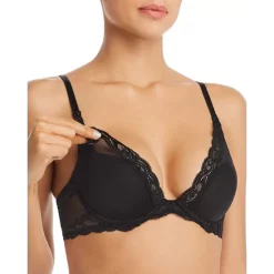 Discount ๐ Natori Feathers Plunge Underwire Maternity Nursing Bra Black โจ