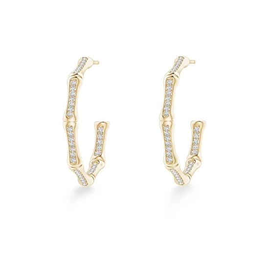 Flash Sale ❤️ Natori 14K Yellow Gold Indochine Pavé Diamond Small Bamboo Hoop Earrings 🥰 2 Flash Sale ❤️ Natori 14K Yellow Gold Indochine Pavé Diamond Small Bamboo Hoop Earrings 🥰