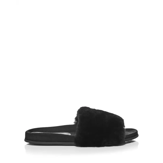 Wholesale 😉 Natori 👩 Women's Habit Shearling Slide Slippers Black 👏 3 Wholesale 😉 Natori 👩 Women's Habit Shearling Slide Slippers Black 👏 - Image 2