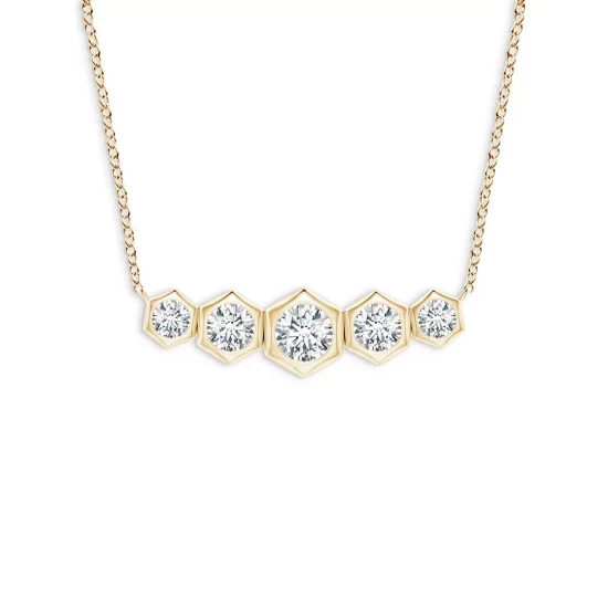 Cheapest 🔔 Natori 14K Yellow Gold Indochine Tapered Five Diamond Hexagon Bar Necklace, 16-17" White 🔥 1 Cheapest 🔔 Natori 14K Yellow Gold Indochine Tapered Five Diamond Hexagon Bar Necklace, 16-17" White 🔥